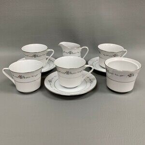 Wyndham Valencia 364 Cups Saucers Creamer Sugar Bowl Multi-color Floral Lot of 9